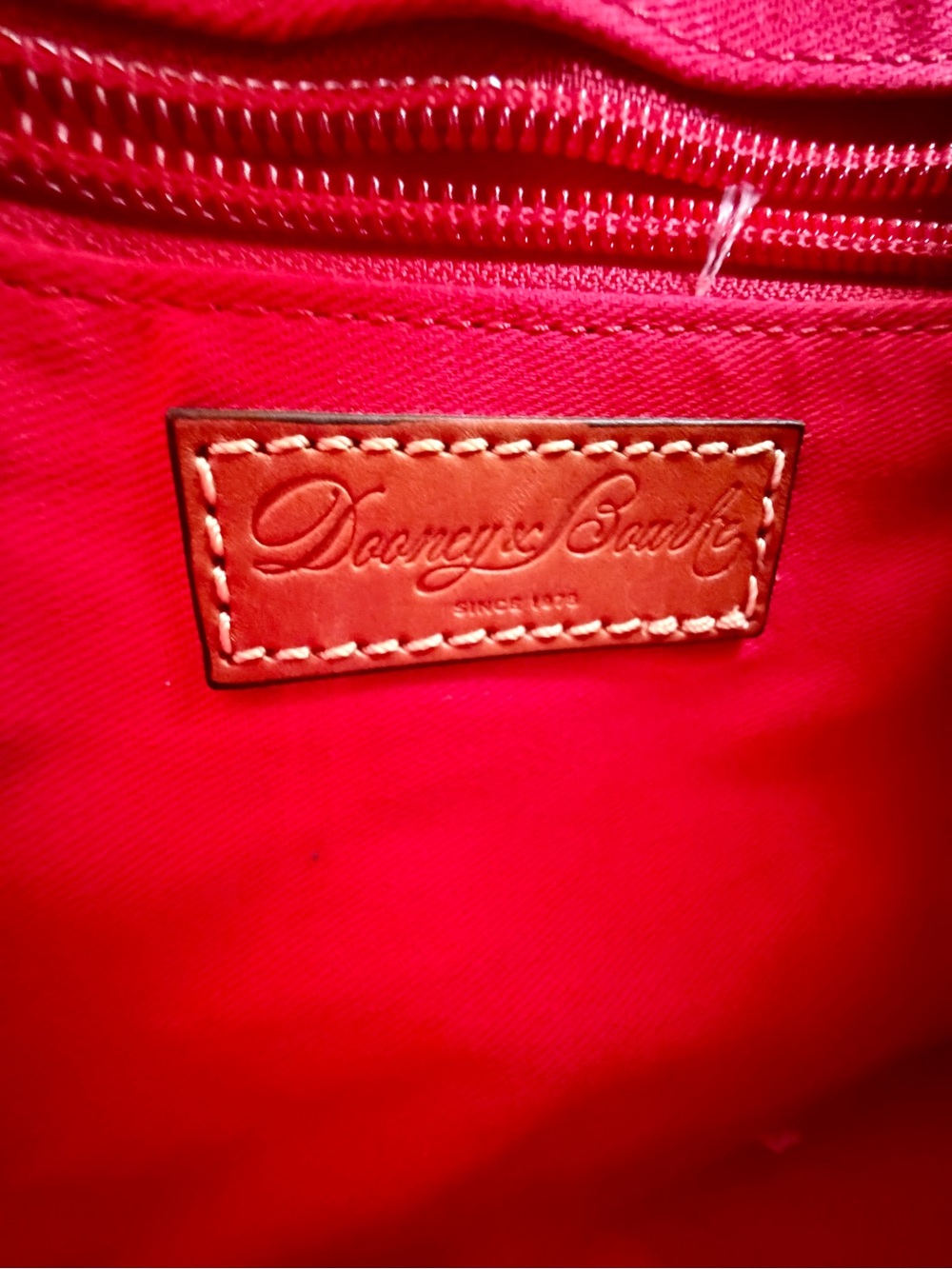 Dooney & Bourke Plum Leather Domed Crossbody with Vachetta Trim and Strap - Picture 10 of 12